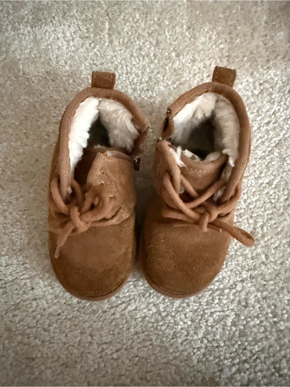 UGG Kids Chestnut Brown Suede Lace-Up Cozy Boots